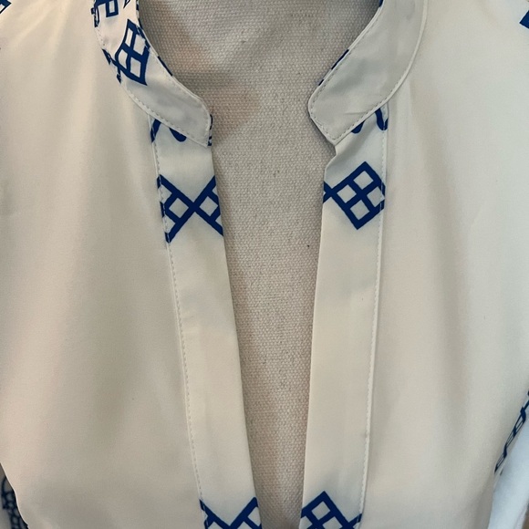 NEW Blue White Aztec Embroidered Tunic Dress | Boho Beach Cover-Up | Size M - Picture 6 of 7